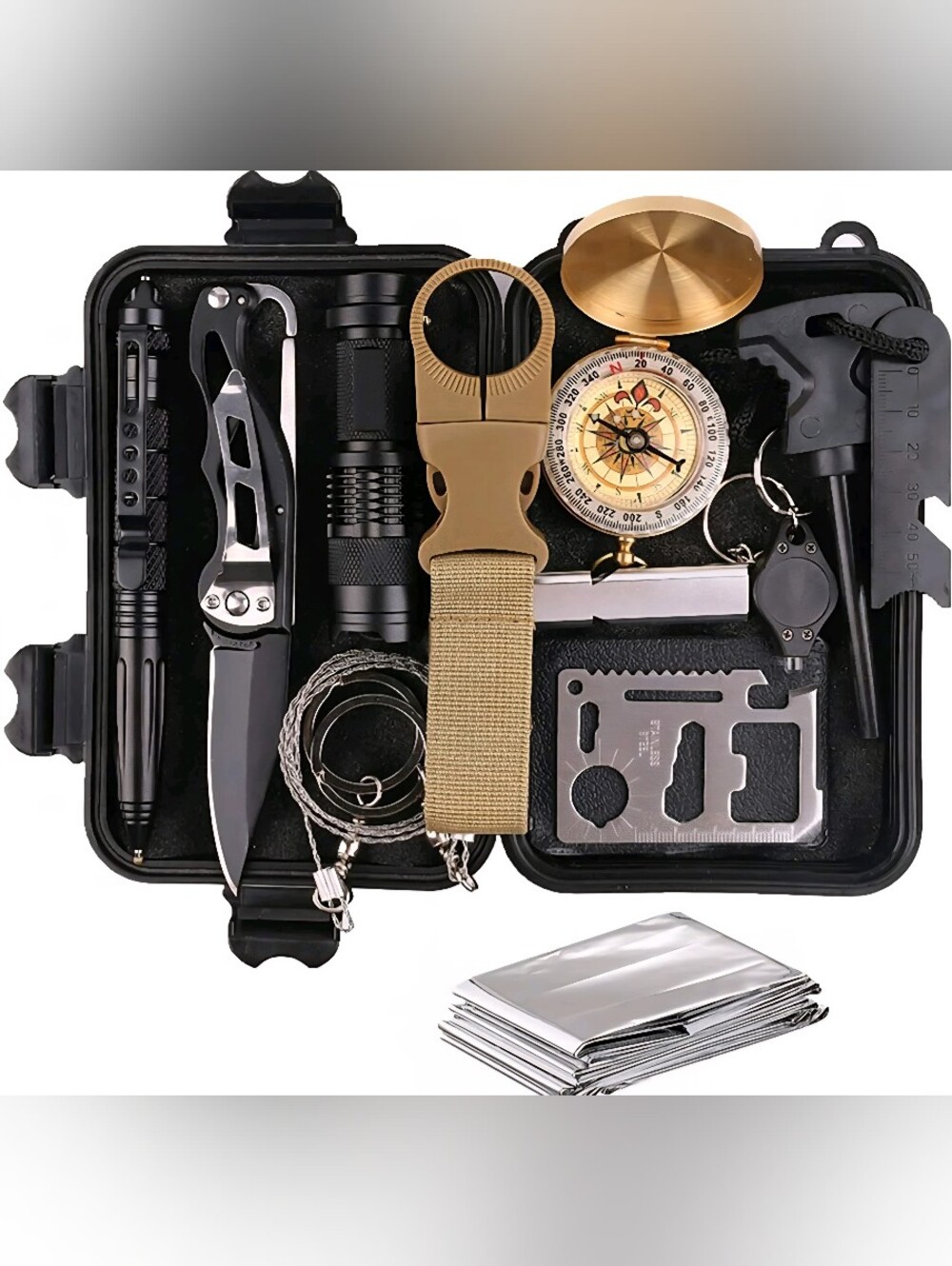 HOLD TRADE TRSCIND Survival Gear Kits 13-in-1 Outdoor Emergency SOS Survive